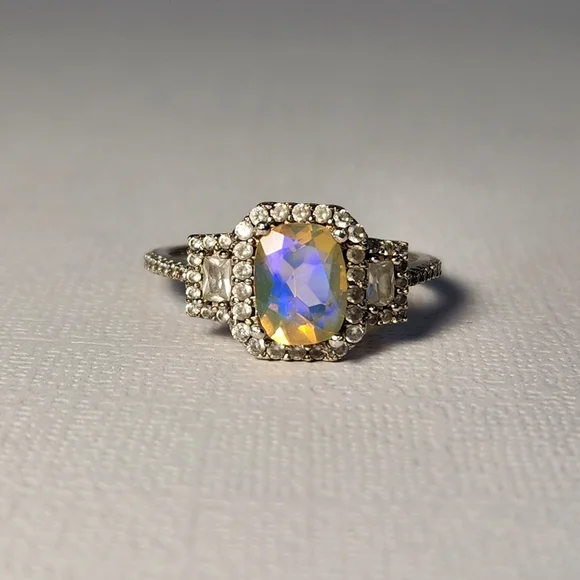 [On HOLD/repair] Sizeable Real/Natural Ethiopian Opal 925 Silver Ring Sz 8 - Picture 2 of 16